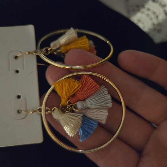 Sugar fix by Baublebar gold tone  multi colored fringe earrings with fish hooks - Picture 2 of 3